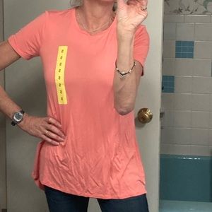 New Tracy Tunic Length Long Soft T or Tee Shirt in Coral, Dazzling & Dusty Blue